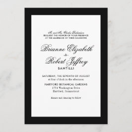 Invitación a la boda clásica de borde blanco y neg