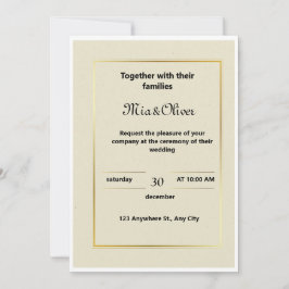 Invitación a la boda clásica de borde dorado
