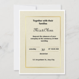 Invitación a la boda clásica de borde dorado