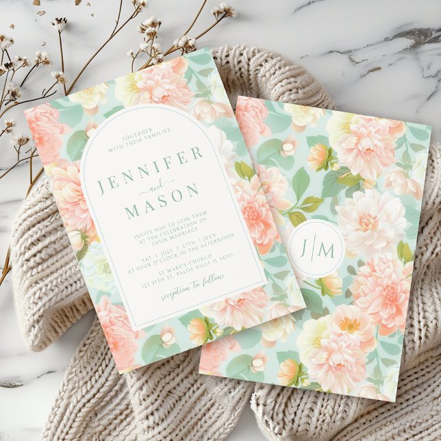 Invitación a la boda clásica de la flor rosa rosa  (Subido por el creador)