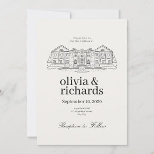 Invitación a la boda clásica de mansión