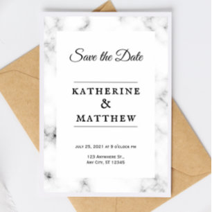 Invitación a la boda clásica de mármol blanco