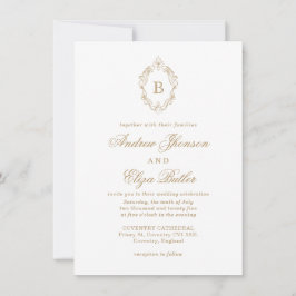 Invitación a la boda clásica de oro en oro