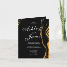 Invitación a la boda clásica de oro y negro