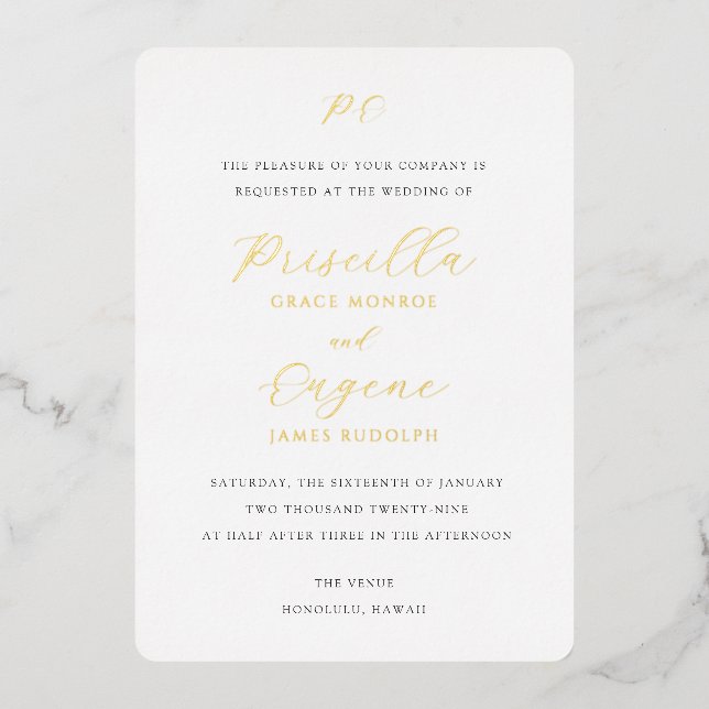 Invitación a la boda clásica de Priscilla (Anverso)