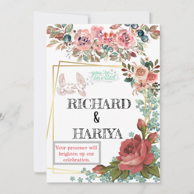 Invitación a la boda clásica de Relieve metalizado (Anverso)