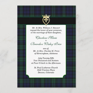 Invitación a la boda clásica de Tartán Black Watch