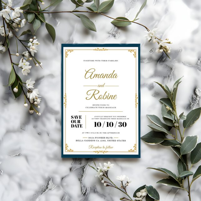 Invitación a la boda clásica elegante con marco do (Subido por el creador)