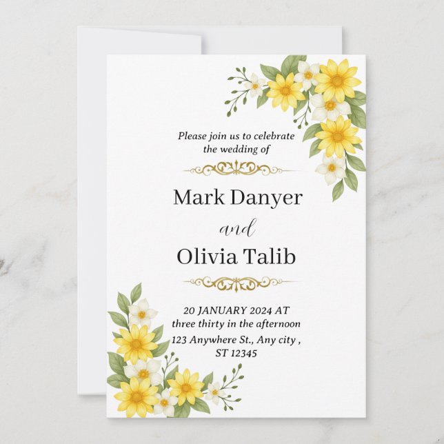 Invitación a la boda clásica elegante - sin tiempo (Anverso)