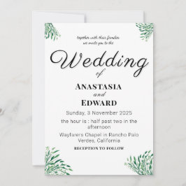 Invitación a la boda clásica elegante y simple