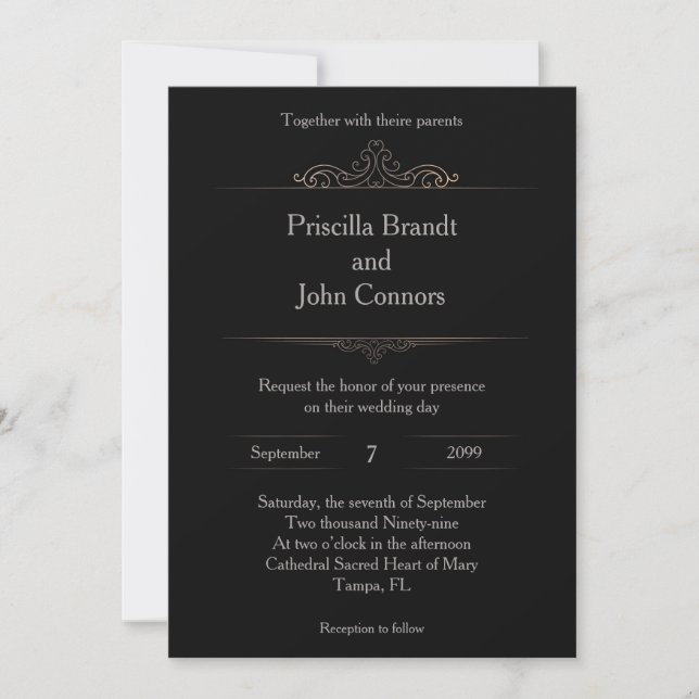 Invitación a la boda, clásica, estilizada, monogra (Anverso)