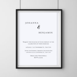 Invitación a la boda clásica Minimalista blanca