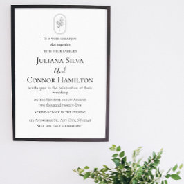 Invitación a la boda clásica Minimalista blanca