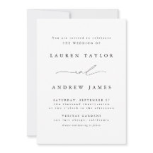 Invitación a la boda clásica moderna en blanco y n