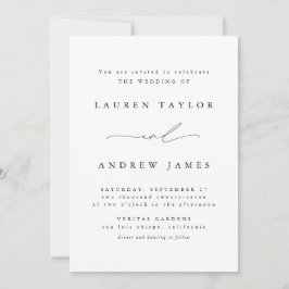 Invitación a la boda clásica moderna en blanco y n