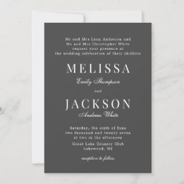 Invitación a la boda clásica neutra gris refinada