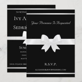 Invitación a la boda clásica White Bow & Black
