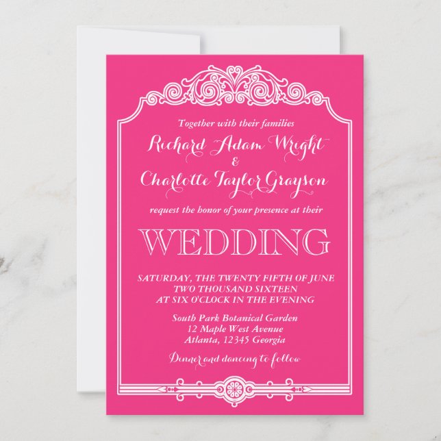Invitación a la boda clásica y a la cosecha en cal (Anverso)