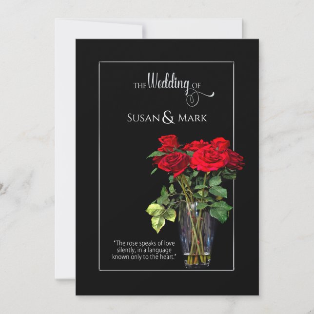 Invitación a la boda, Colección rosa roja/negro (Anverso)