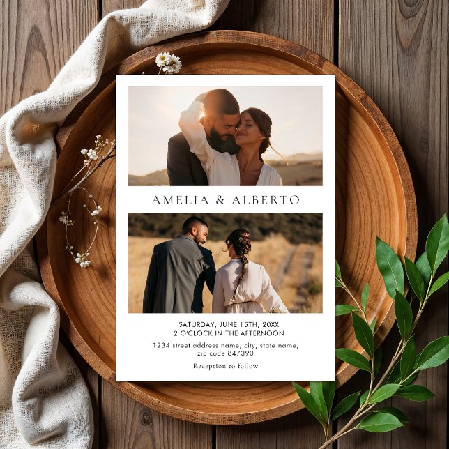 Invitación a la boda Collage de fotos moderna (Subido por el creador)