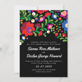 Invitación a la boda colorida del bordado mexicano