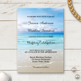Invitación a la boda colorida en la playa
