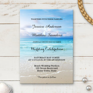 Invitación a la boda colorida en la playa