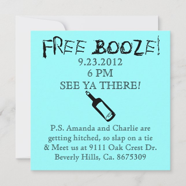 Invitación a la boda cómica, humor (Anverso)