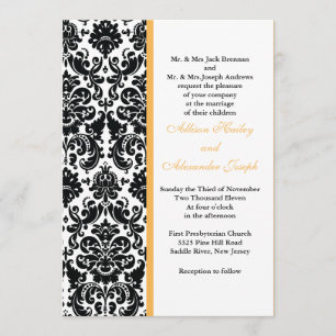 Invitación a la boda con acento amarillo dorado Da