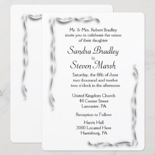 Invitación a la boda con acento blanco