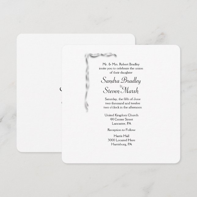 Invitación a la boda con acento blanco (Anverso / Reverso)