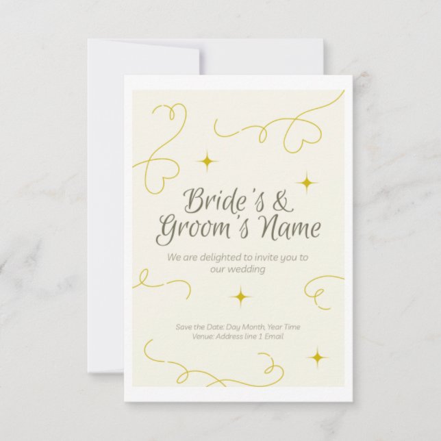 Invitación a la boda con amplio espacio para escri (Anverso)