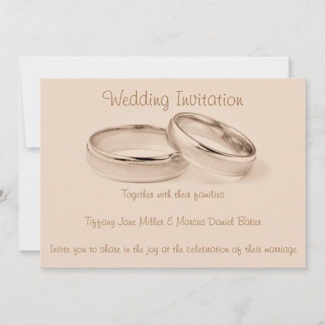 Invitación a la boda con anillos bodas (Anverso)