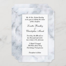 Invitación a la boda con aspecto de mármol blanco