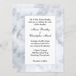 Invitación a la boda con aspecto de mármol blanco