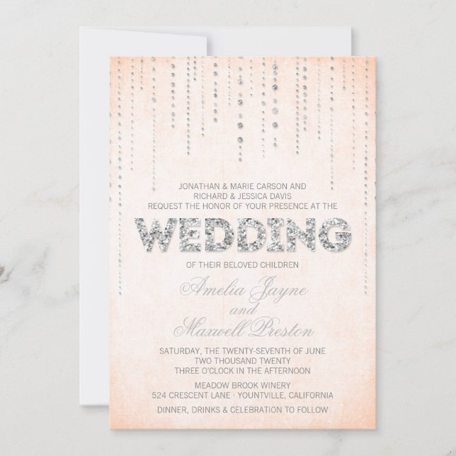Invitación a la boda con aspecto de Purpurina de c (Anverso)