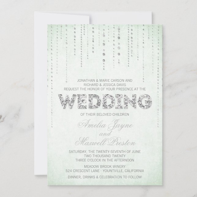 Invitación a la boda con aspecto de Purpurina de m (Anverso)