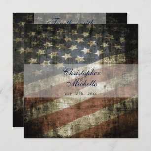 Invitación a la boda con bandera estadounidense pa