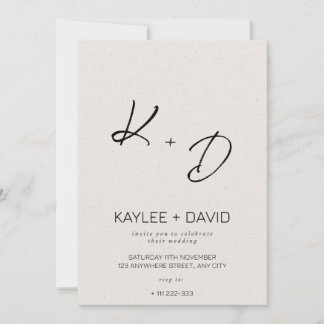 Invitación a la boda con clase beige mínima