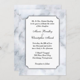 Invitación a la boda con clase de mármol blanco