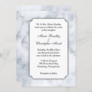 Invitación a la boda con clase de mármol blanco