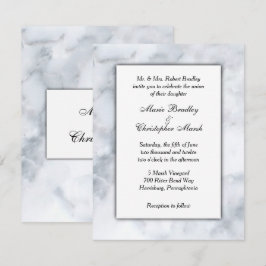 Invitación a la boda con clase de mármol blanco