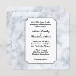 Invitación a la boda con clase de mármol blanco