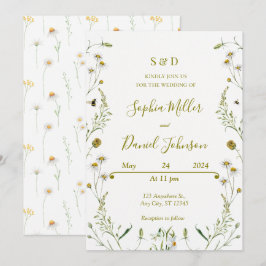 Invitación a la boda con daisies - Floral elegante