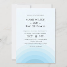 Invitación a la boda con el arcoiris azul acuarela