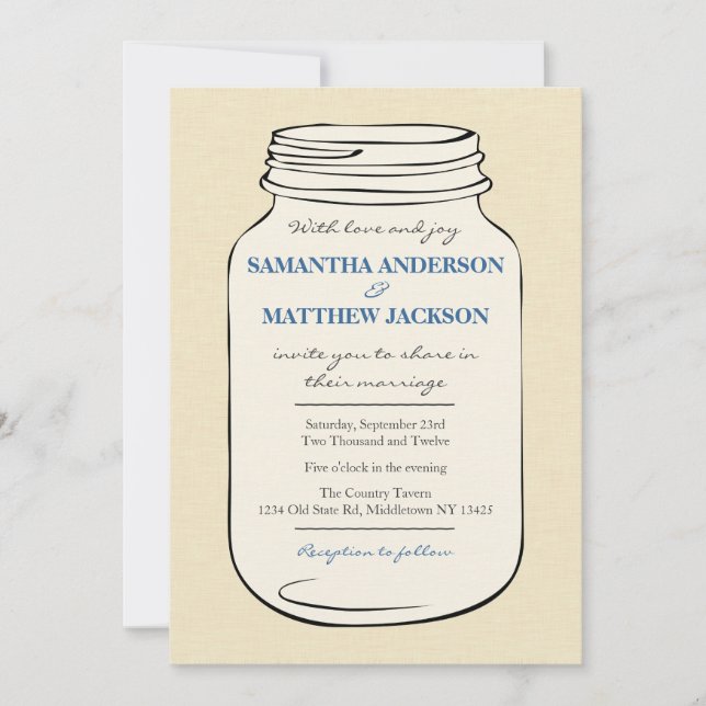 Invitación a la boda con el estilo Jar Mason 2 - A (Anverso)