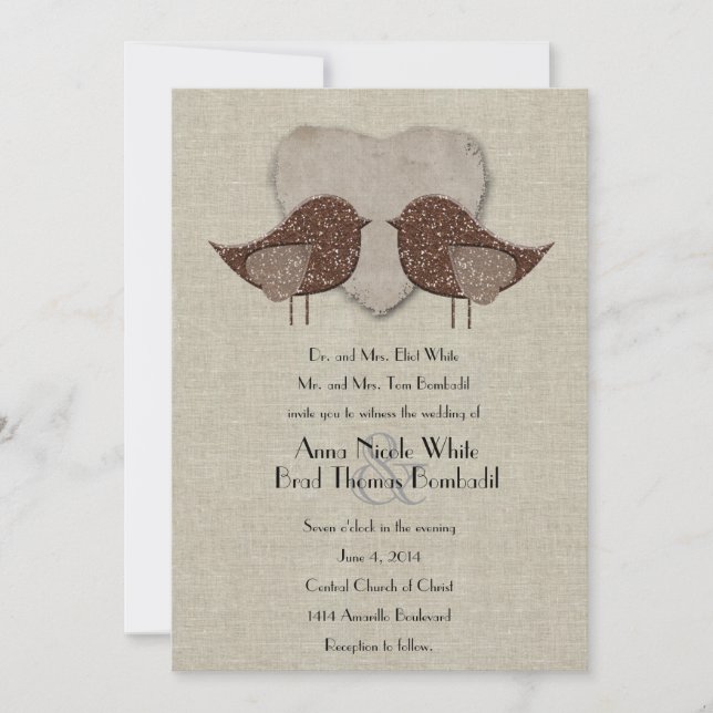 Invitación a la boda con el estilo Linen de los Av (Anverso)