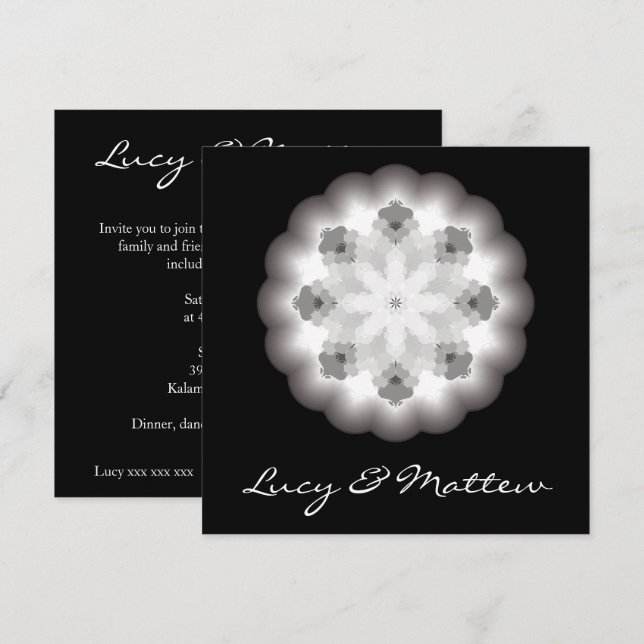 Invitación a la boda con el Ilustracion Mandala (Anverso / Reverso)