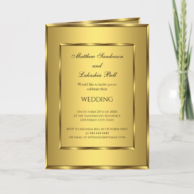 Invitación a la boda con el menú de la recepción O (Anverso)