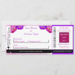Invitación a la boda con el Pase de Embarque Púrpu